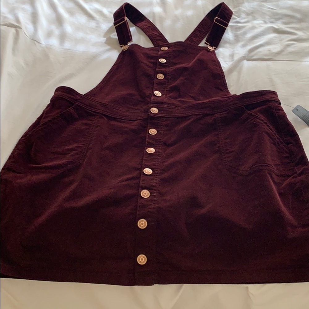 Burgundy/Wine corduroy overall dress